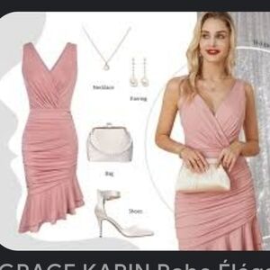 Grace Karin Blush Asymmetrical Dress